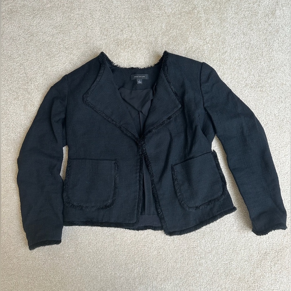 Ann Taylor Textured Fringe Trim Jacket